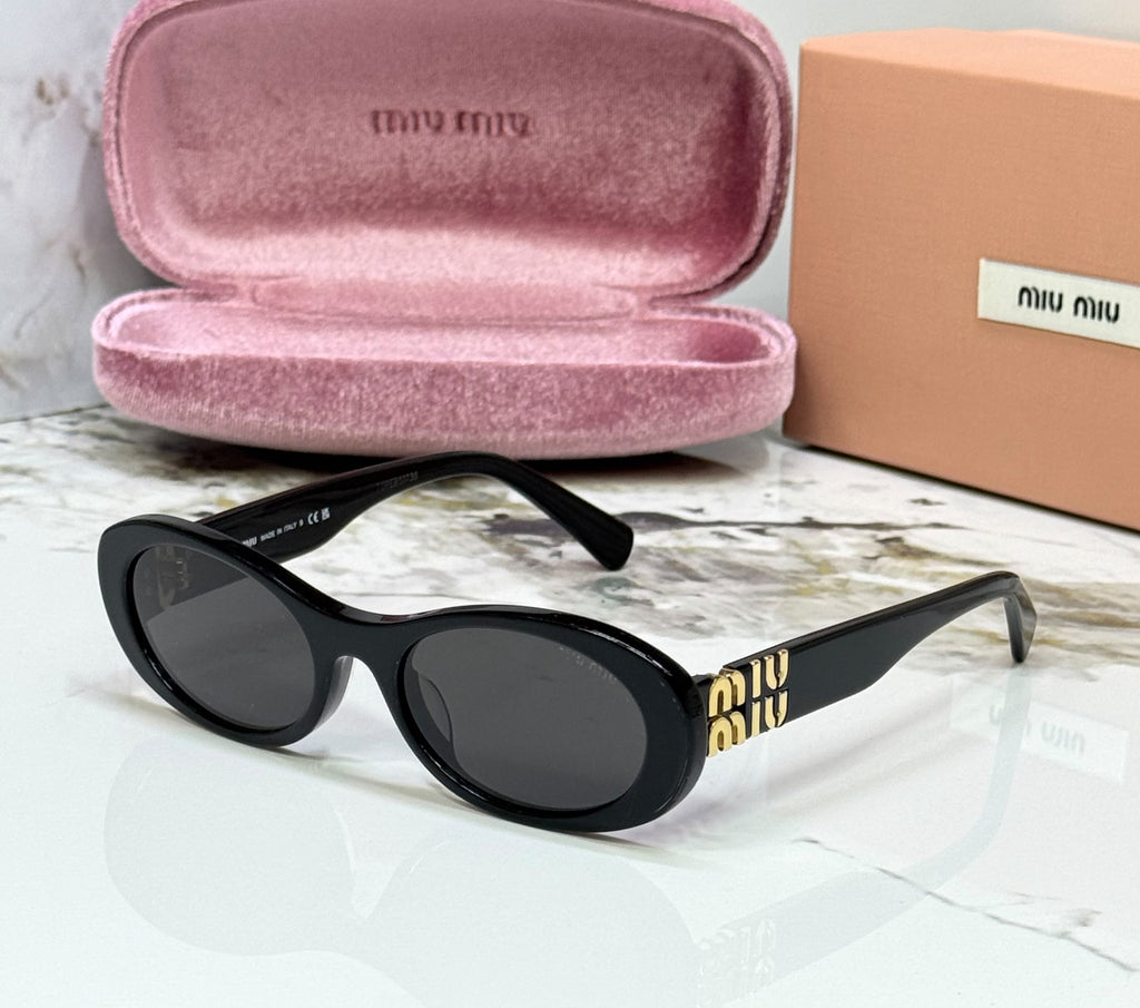 Miu Miu Oval Gold Logo Sunglasses
