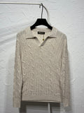 Loro Piana Men Cable Knit Open Collar Sweater