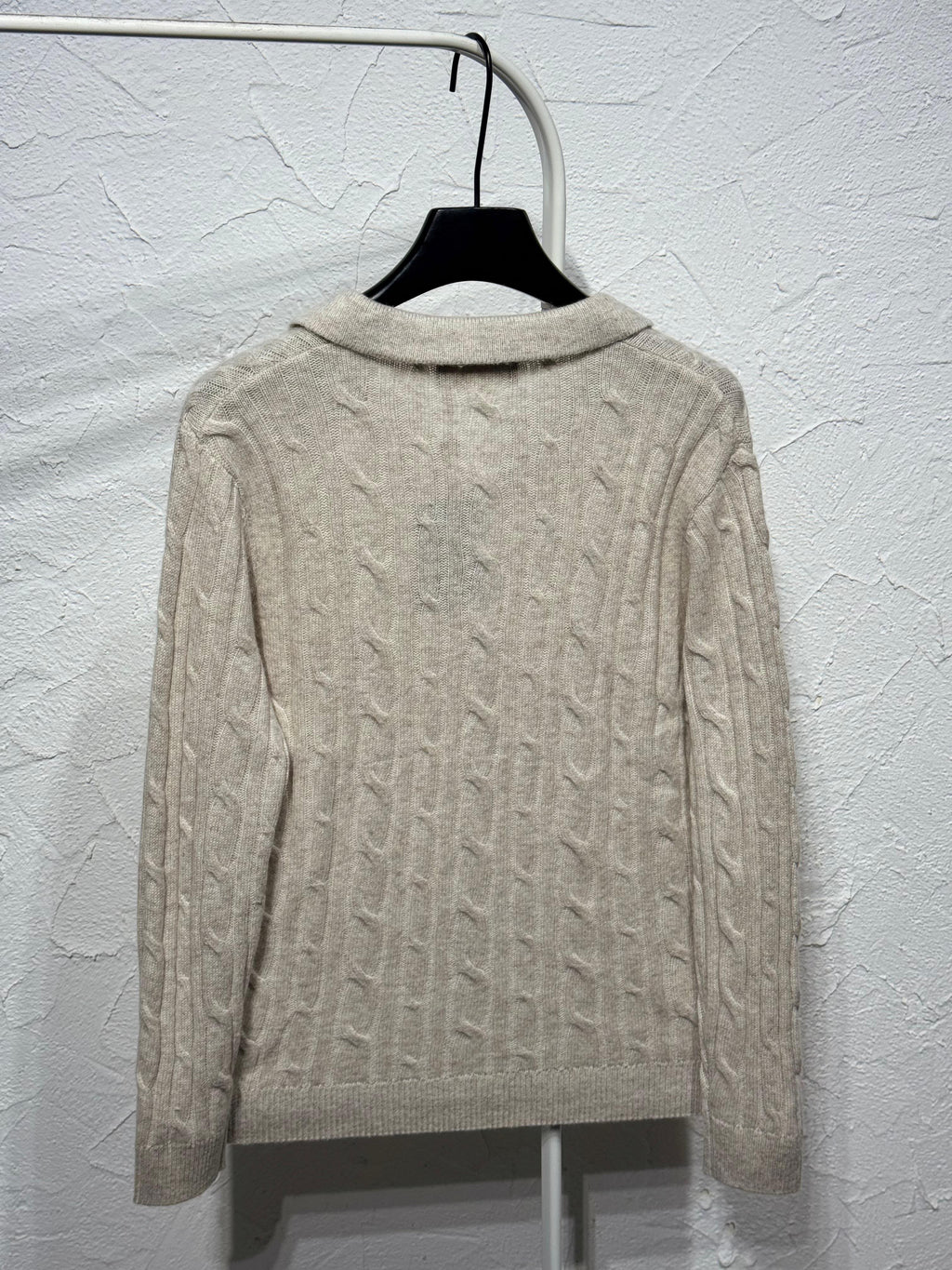 Loro Piana Men Cable Knit Open Collar Sweater