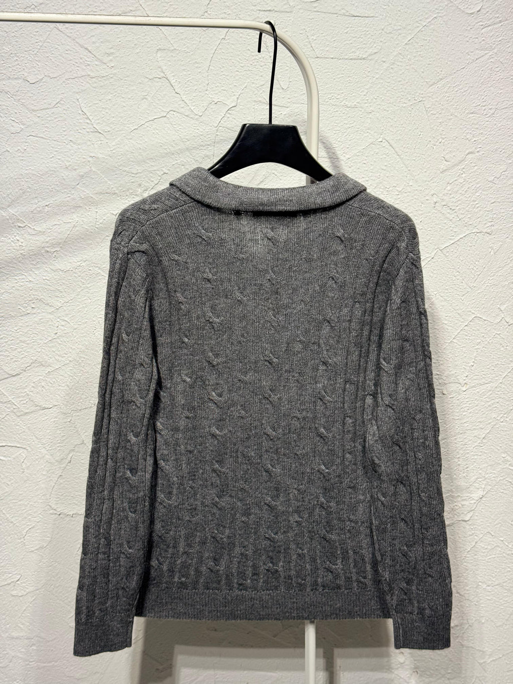 Loro Piana Men Cable Knit Open Collar Sweater