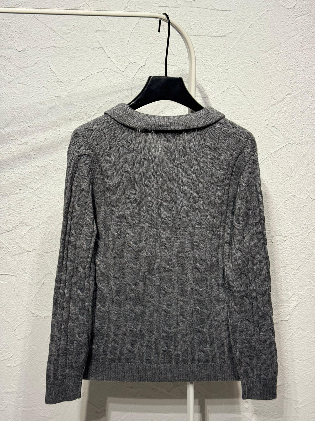 Loro Piana Men Cable Knit Open Collar Sweater