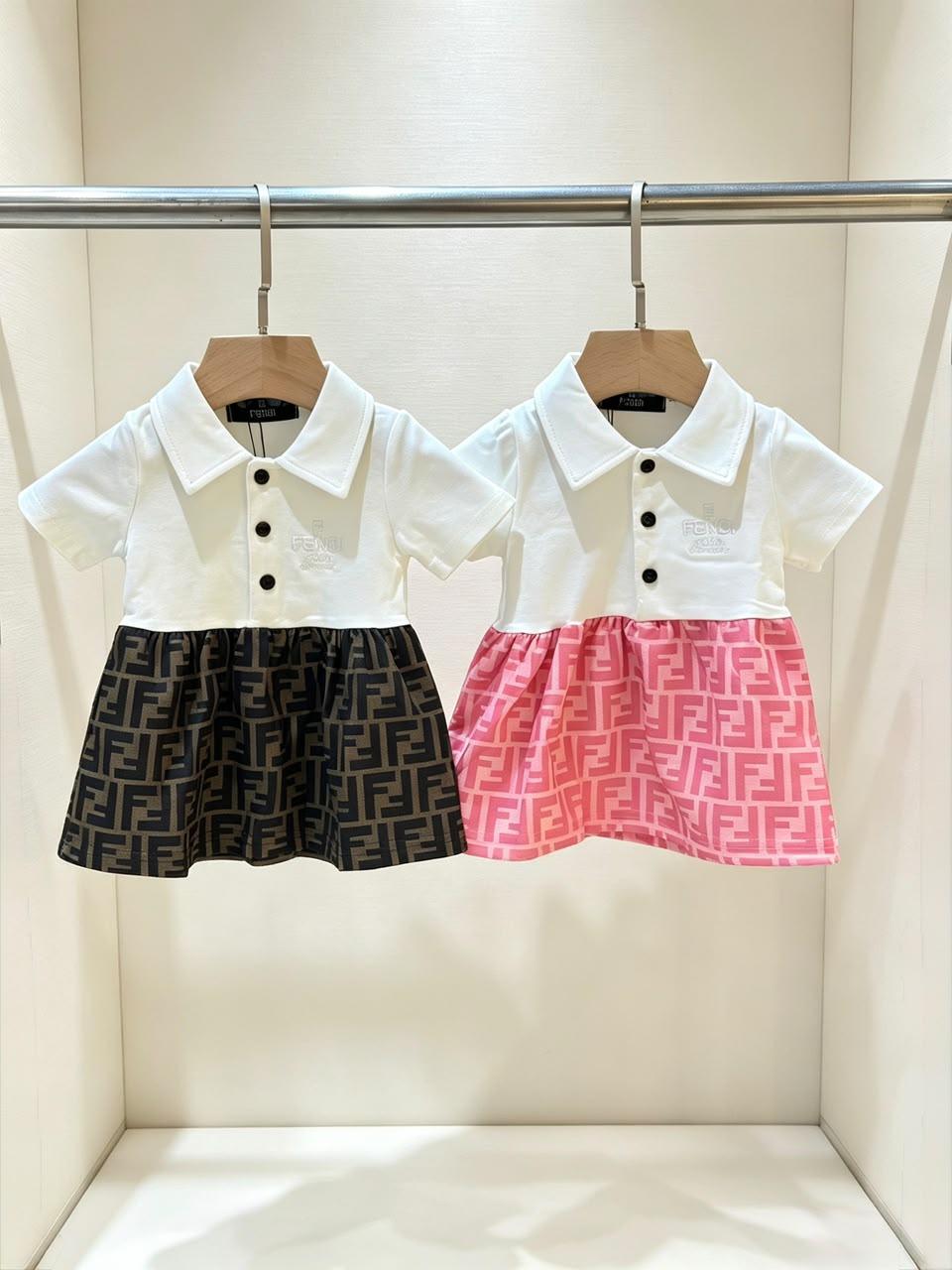 FENDI Baby White Monogram Skirt Dress