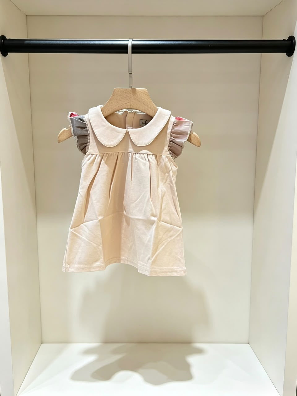 Burberry Baby Cream Flutter Sleeve Collar Dress
