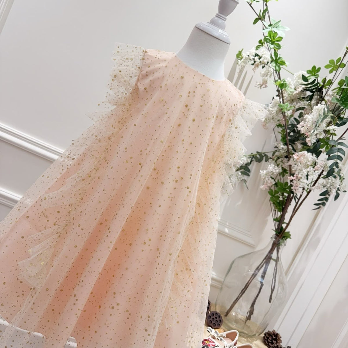 Dior Baby Blush Tulle Ruffle Dress