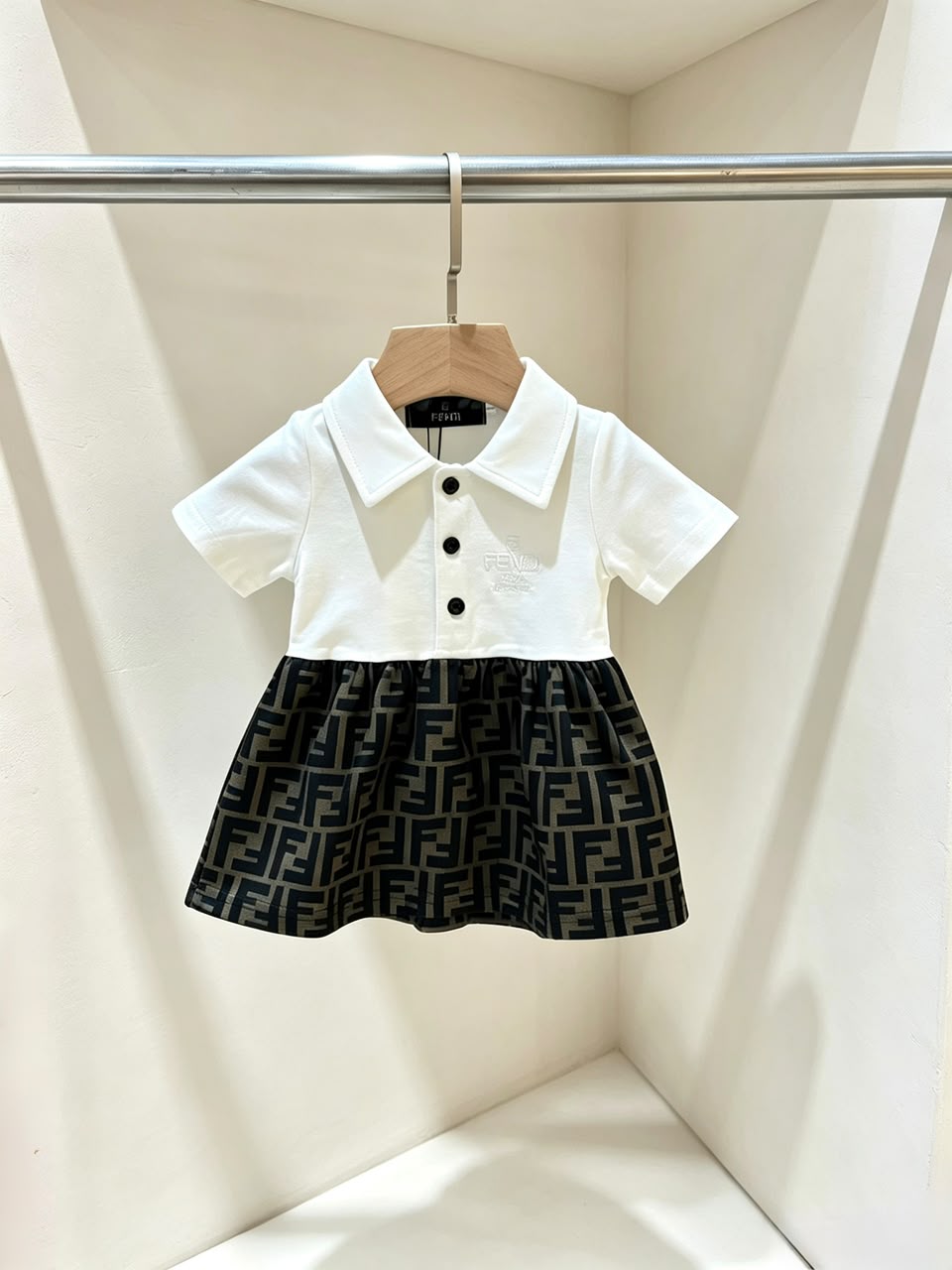 FENDI Baby White Monogram Skirt Dress