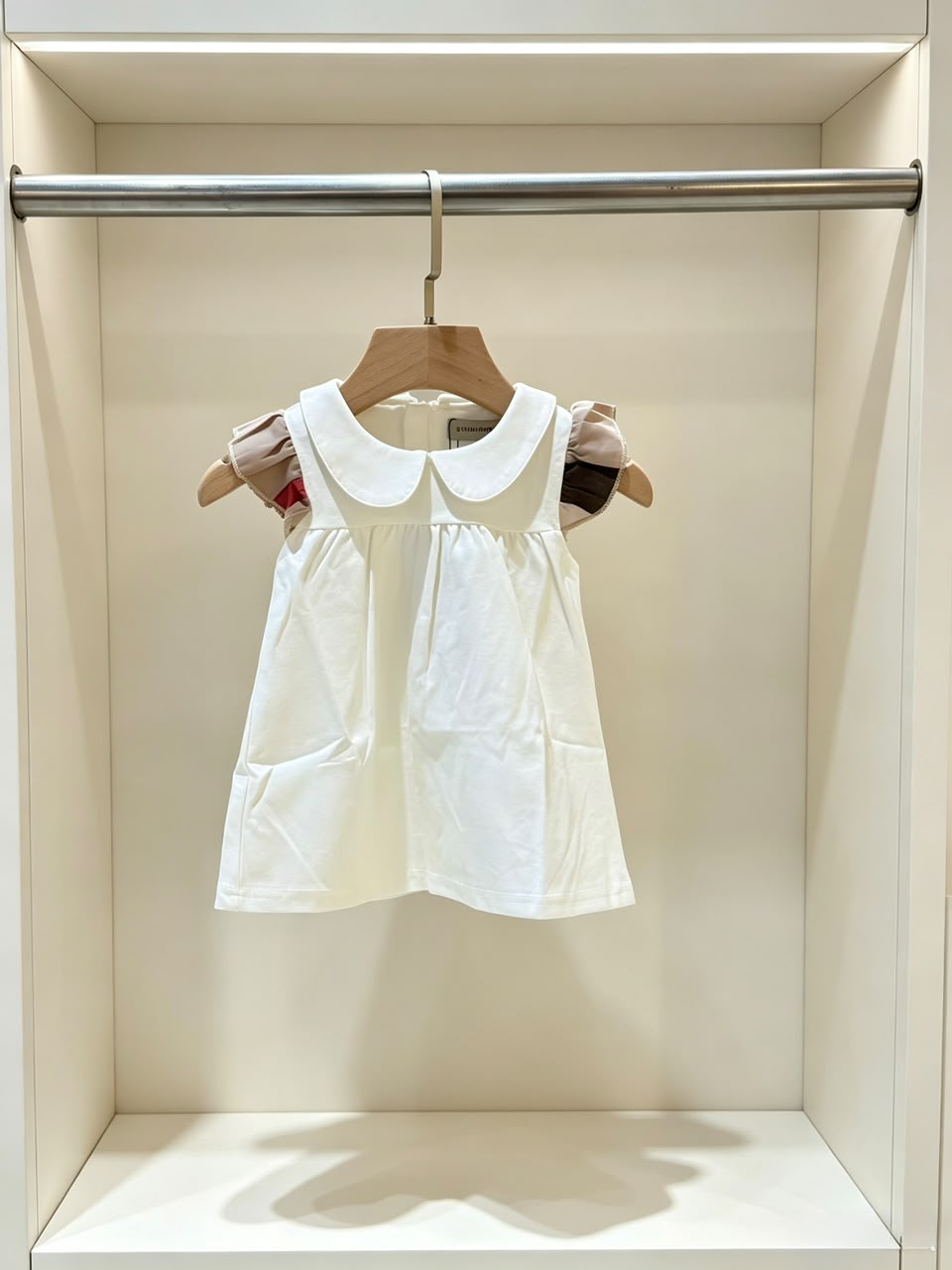 Burberry Baby Cream Flutter Sleeve Collar Dress