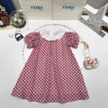 FENDI Baby Pink Monogram Ruffle Collar Dress