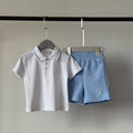 FENDI Baby White Blue Polo Shorts Set