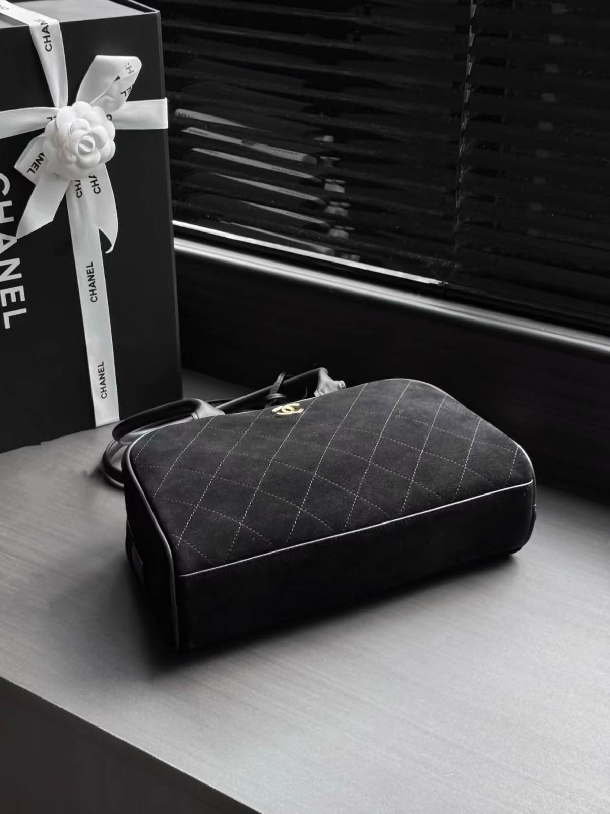 CHANEL Quilted Zip-Top Bowling Bag
