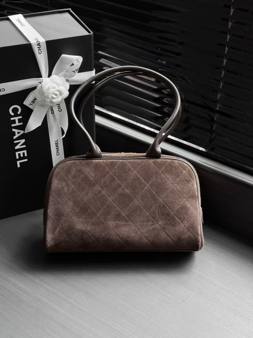 CHANEL Quilted Zip-Top Bowling Bag