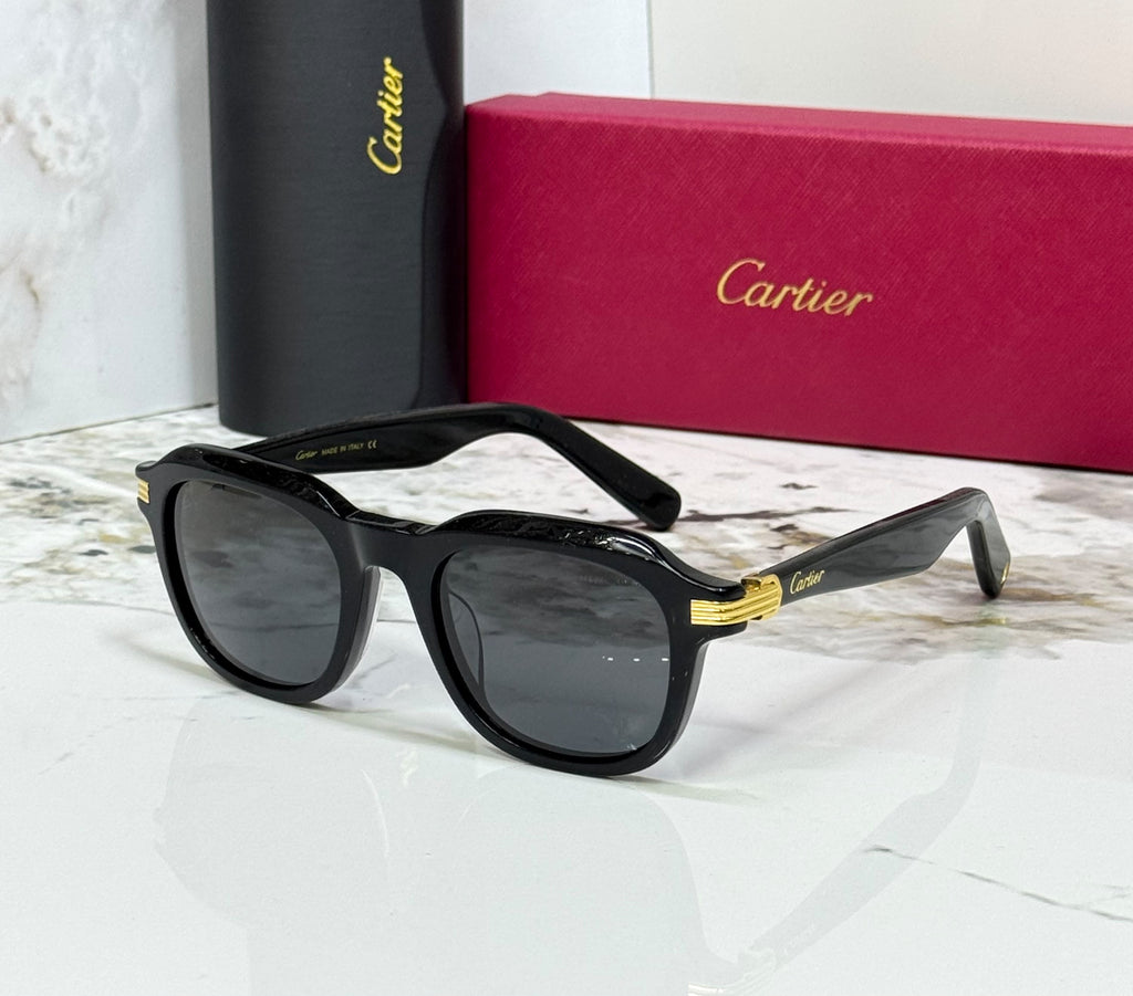Cartier Square Ribbed Temple Sunglasses