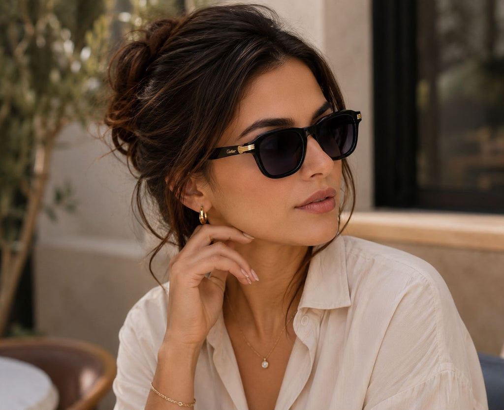 Cartier Square Ribbed Temple Sunglasses