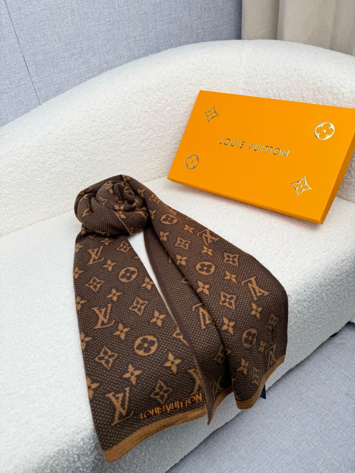 LV Monogram Contrast Edge Scarf