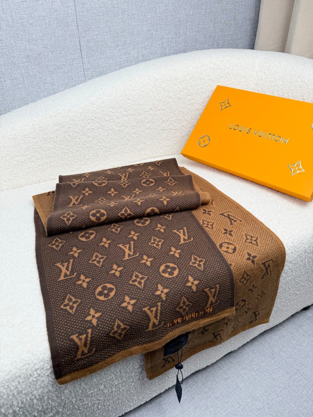 LV Monogram Contrast Edge Scarf