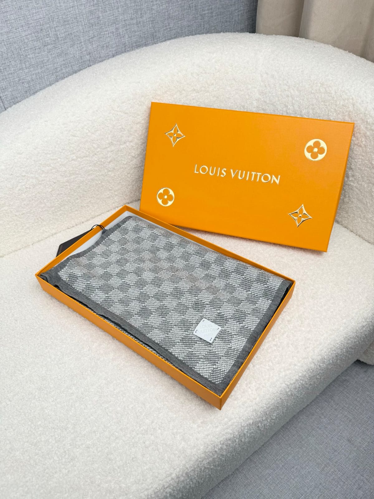LV Melange Embossed Patch Scarf