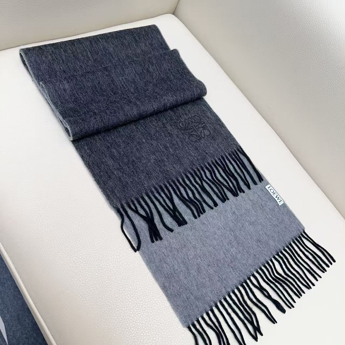 LOEWE Anagram Contrast Fringed Scarf