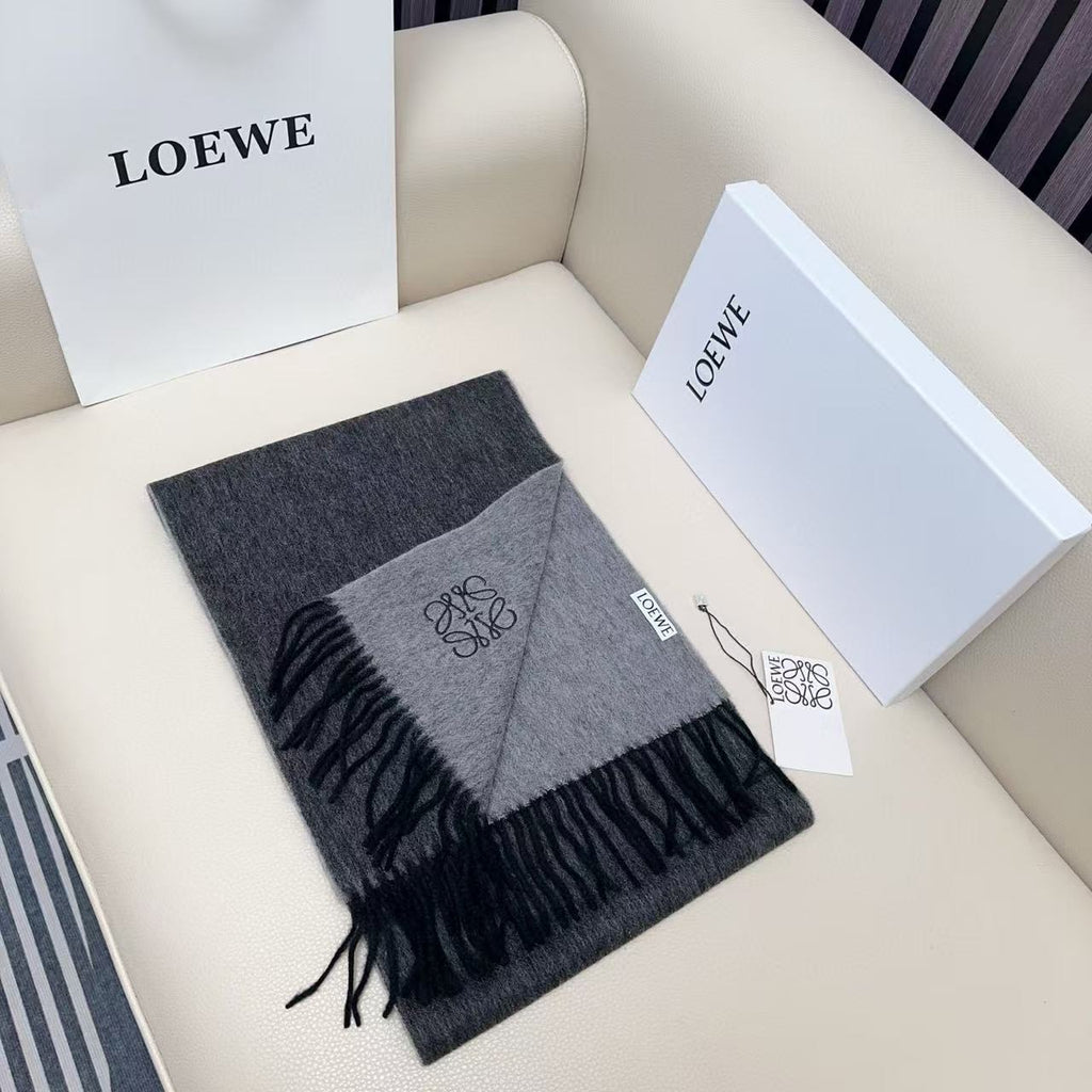 LOEWE Anagram Contrast Fringed Scarf