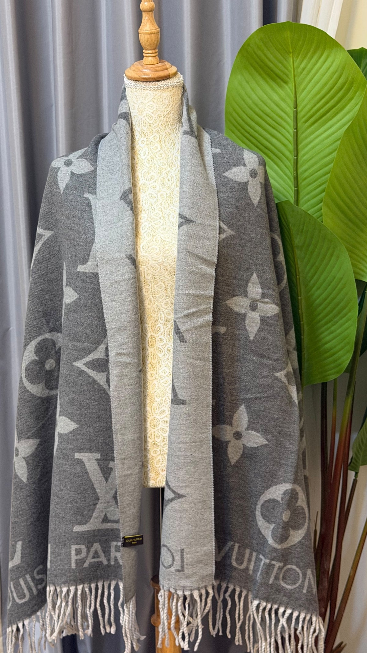 LV Floral Monogram Fringed Shawl