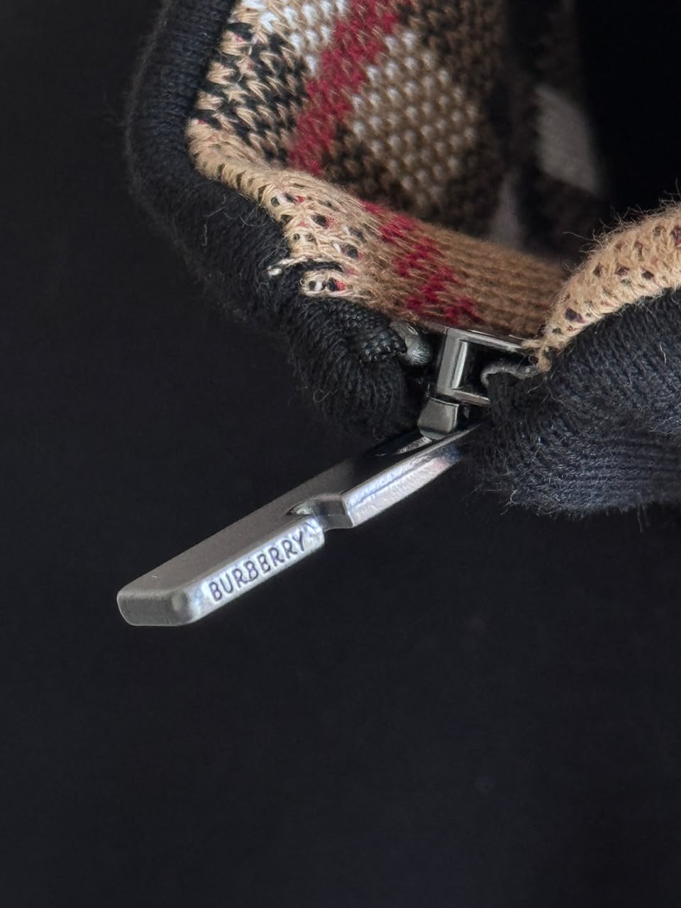 Burberry Check Collar Quarter Zip Sweatshirt
