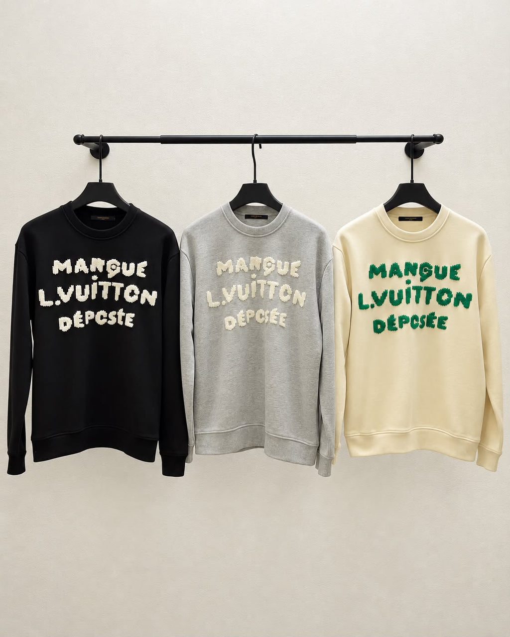 LV Raised Lettering Crew Neck Sweatshirt