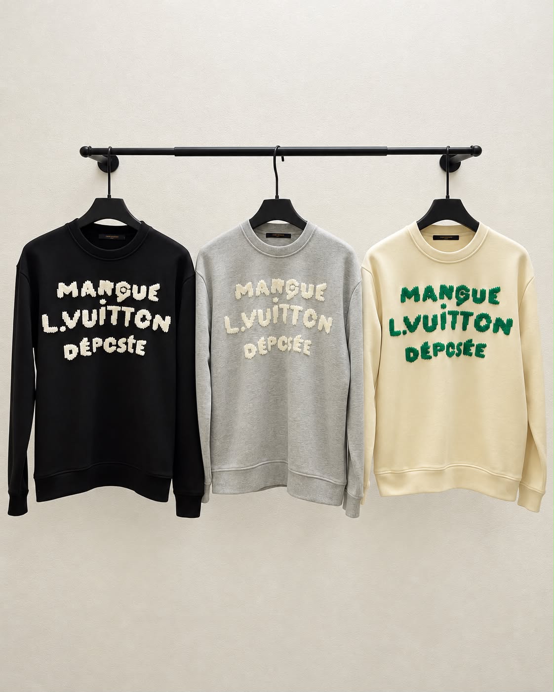 LV Raised Lettering Crew Neck Sweatshirt
