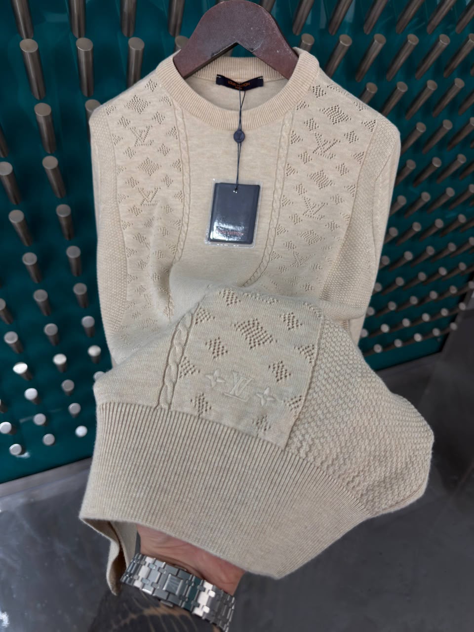 LV Monogram Panel Crew Neck Sweater