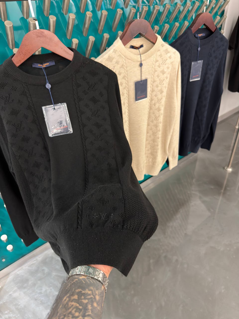LV Monogram Panel Crew Neck Sweater