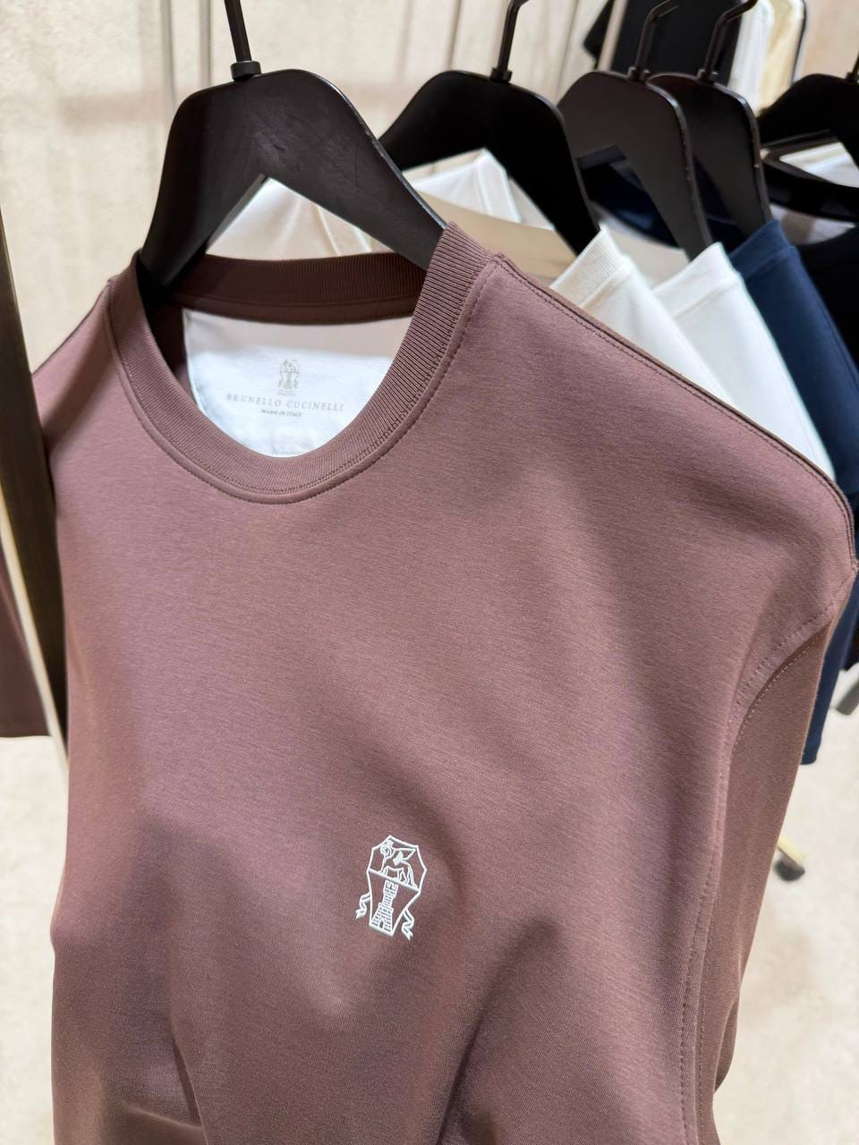 Brunello Cucinelli Crest Logo Crew Neck T Shirt