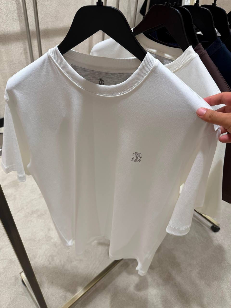 Brunello Cucinelli Crest Logo Crew Neck T Shirt