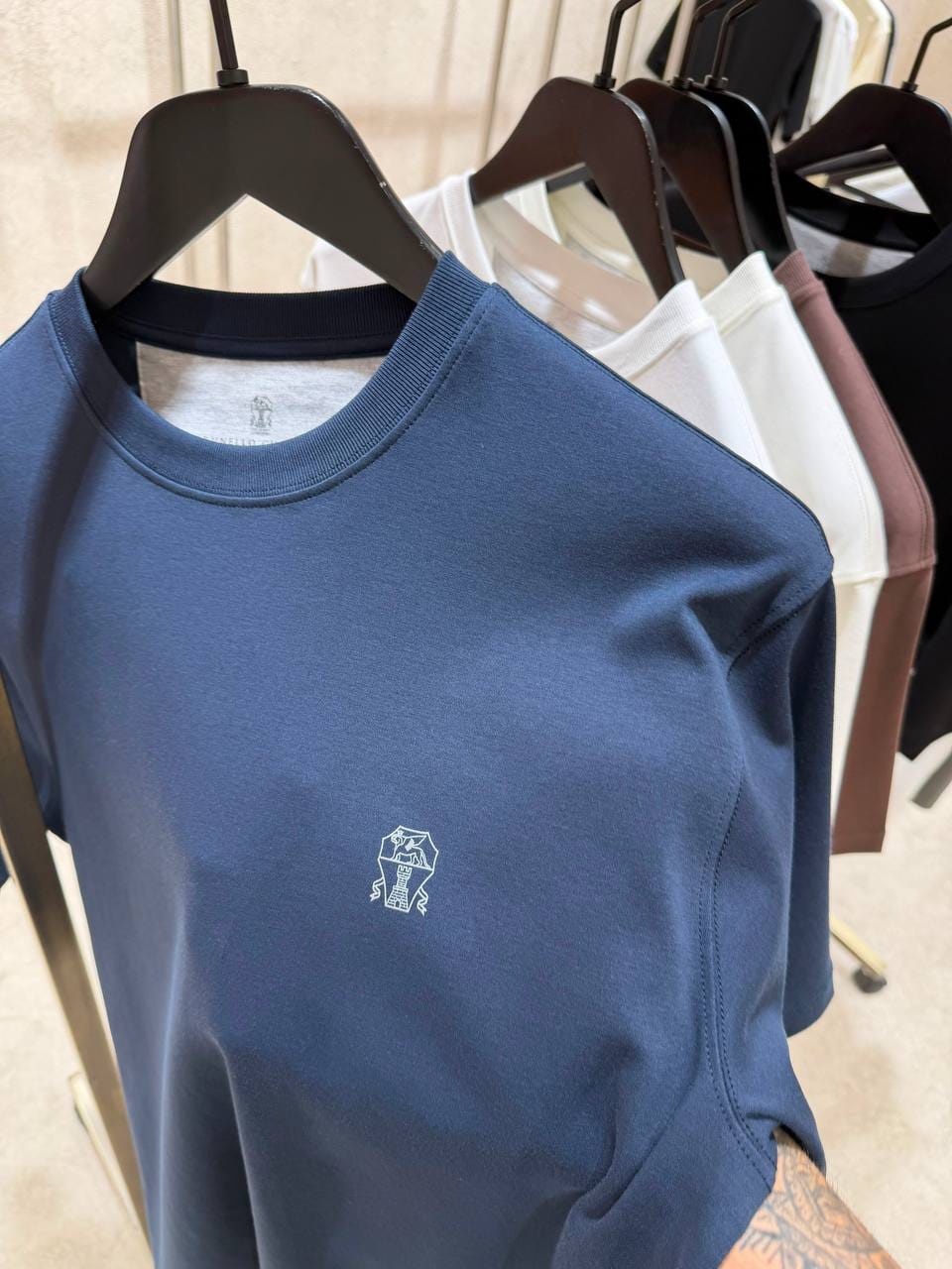 Brunello Cucinelli Crest Logo Crew Neck T Shirt