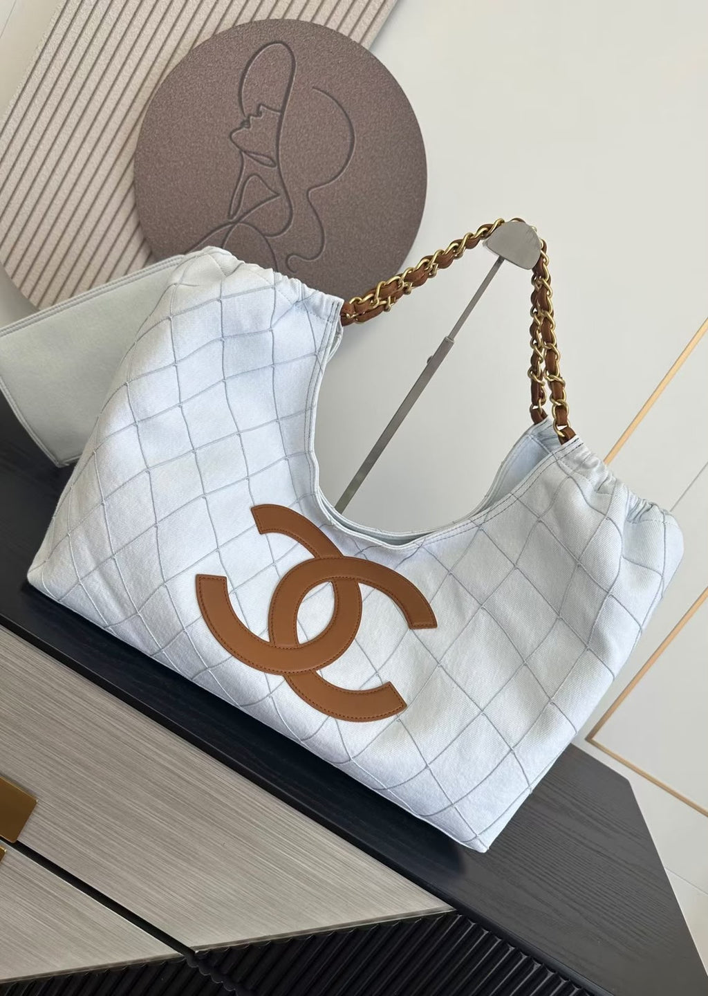 CHANEL Large-Logo Quilted Shoulder Bag