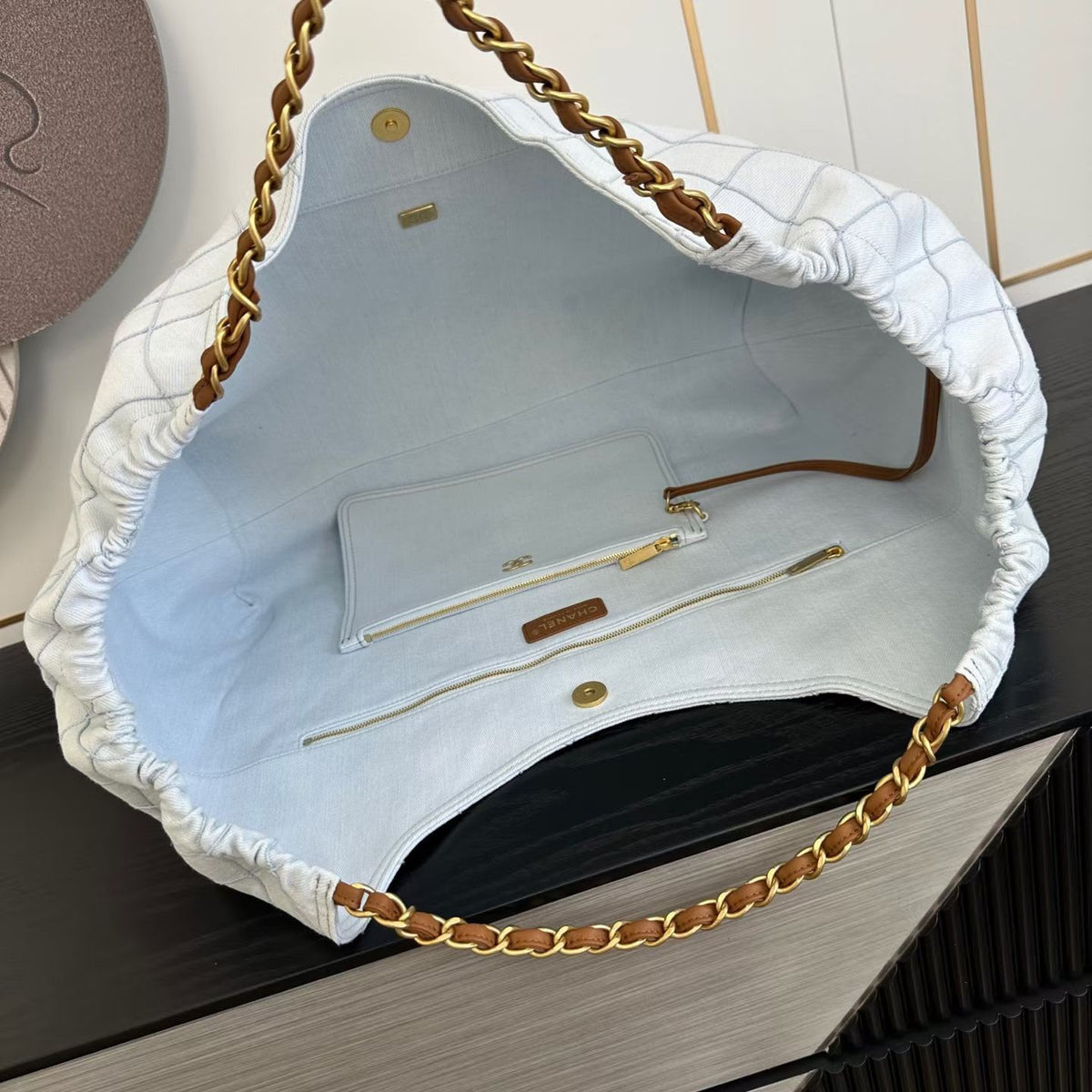 CHANEL Large-Logo Quilted Shoulder Bag