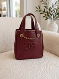 CHANEL Quilted Tonal Logo Chain Detail Tote