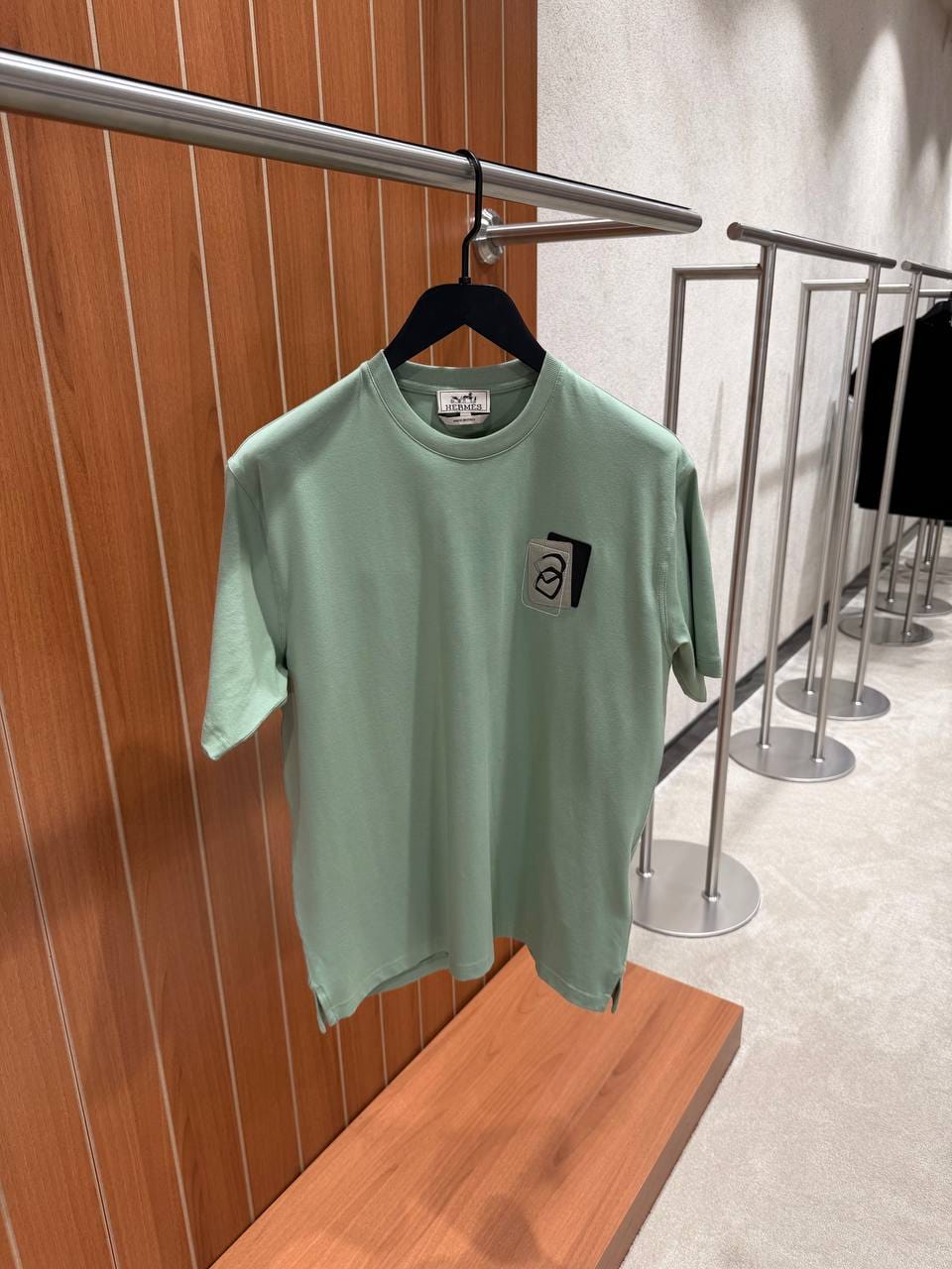 HERMES Overlapping Chest Patch Crew Neck T Shirt
