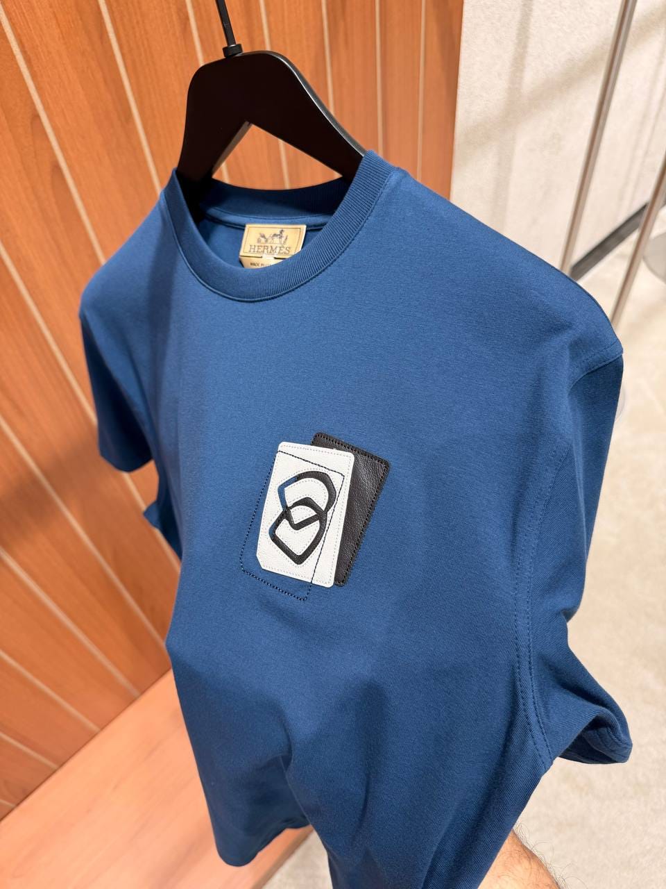 HERMES Overlapping Chest Patch Crew Neck T Shirt