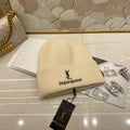 Saint Laurent Embroidered Logo Ribbed Beanie
