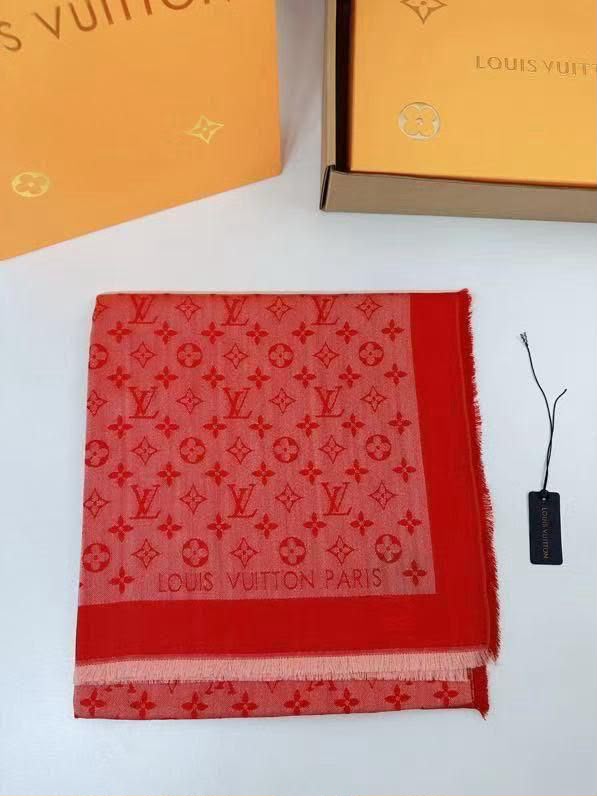 LV Contrast Border Monogram Square Scarf
