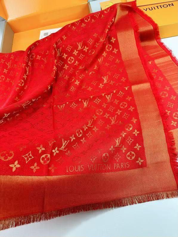 LV Contrast Border Monogram Square Scarf