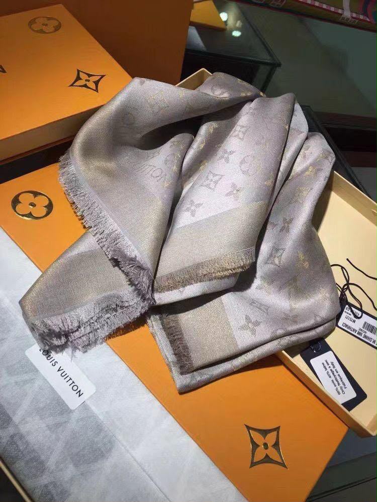 LV Contrast Border Monogram Square Scarf