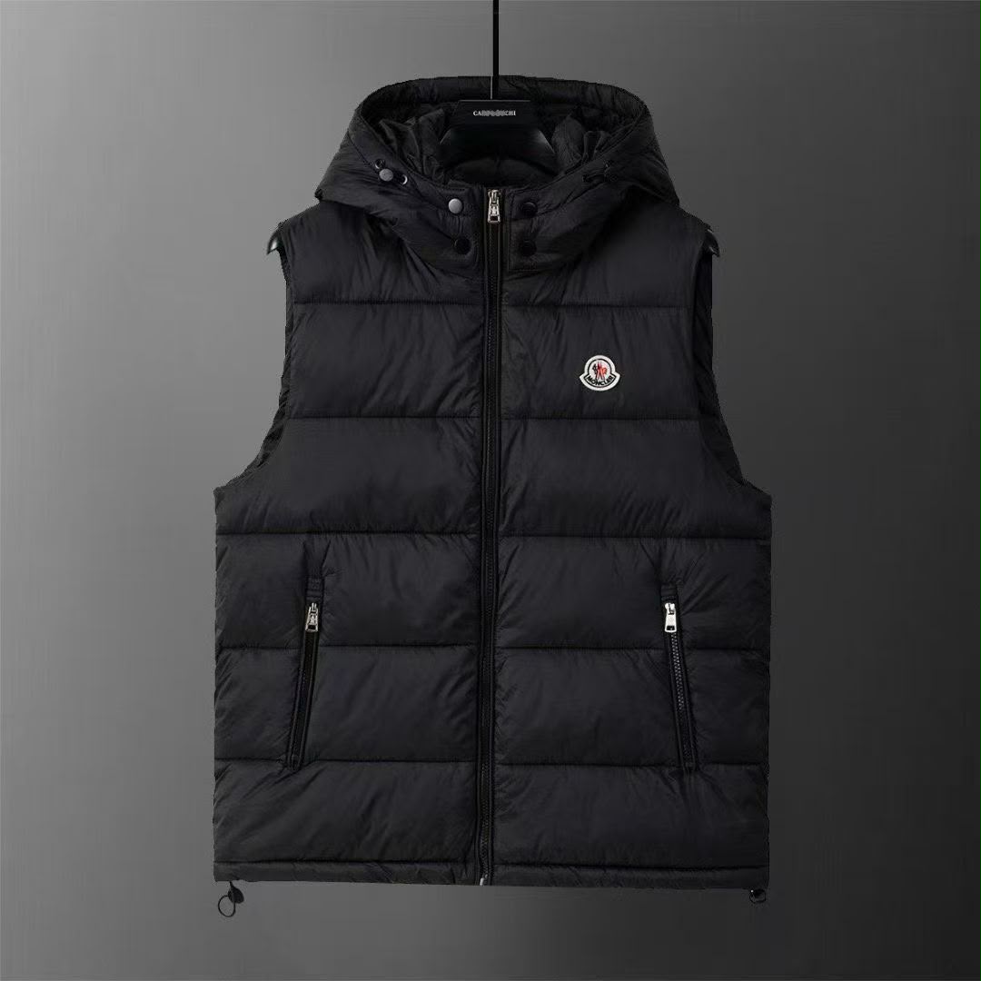 Moncler Chest Badge Hooded Puffer Vest