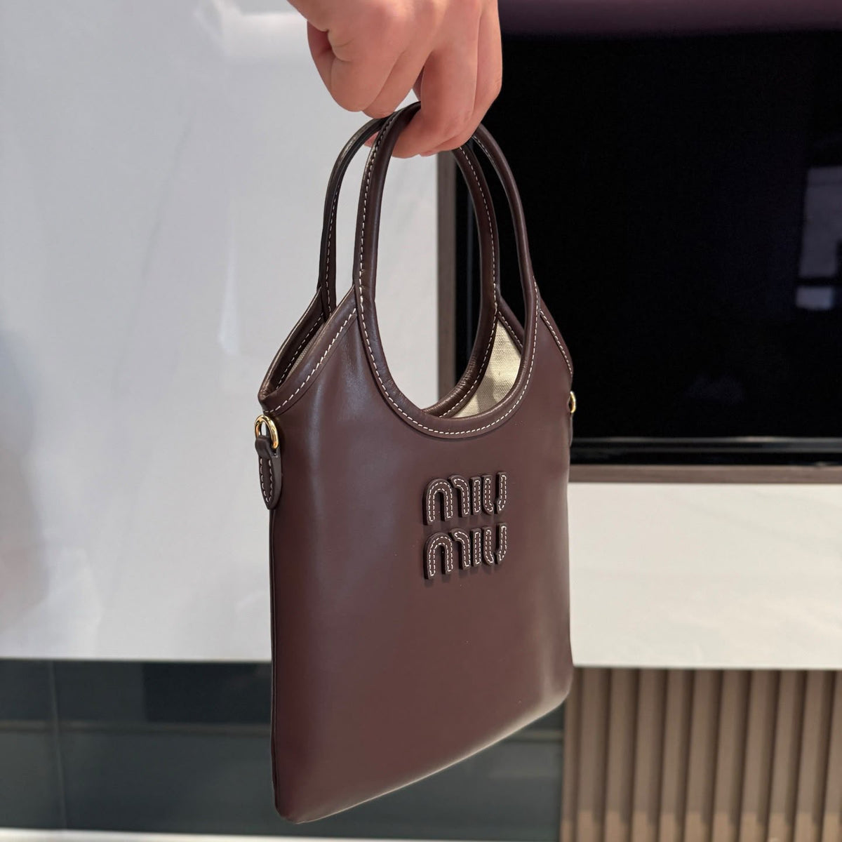 Miu Miu Textured Oval Handle Bag