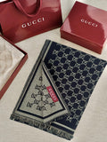 Gucci GG Contrast Border Fringed Scarf