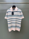 LV Striped Cable Knit Polo Shirt