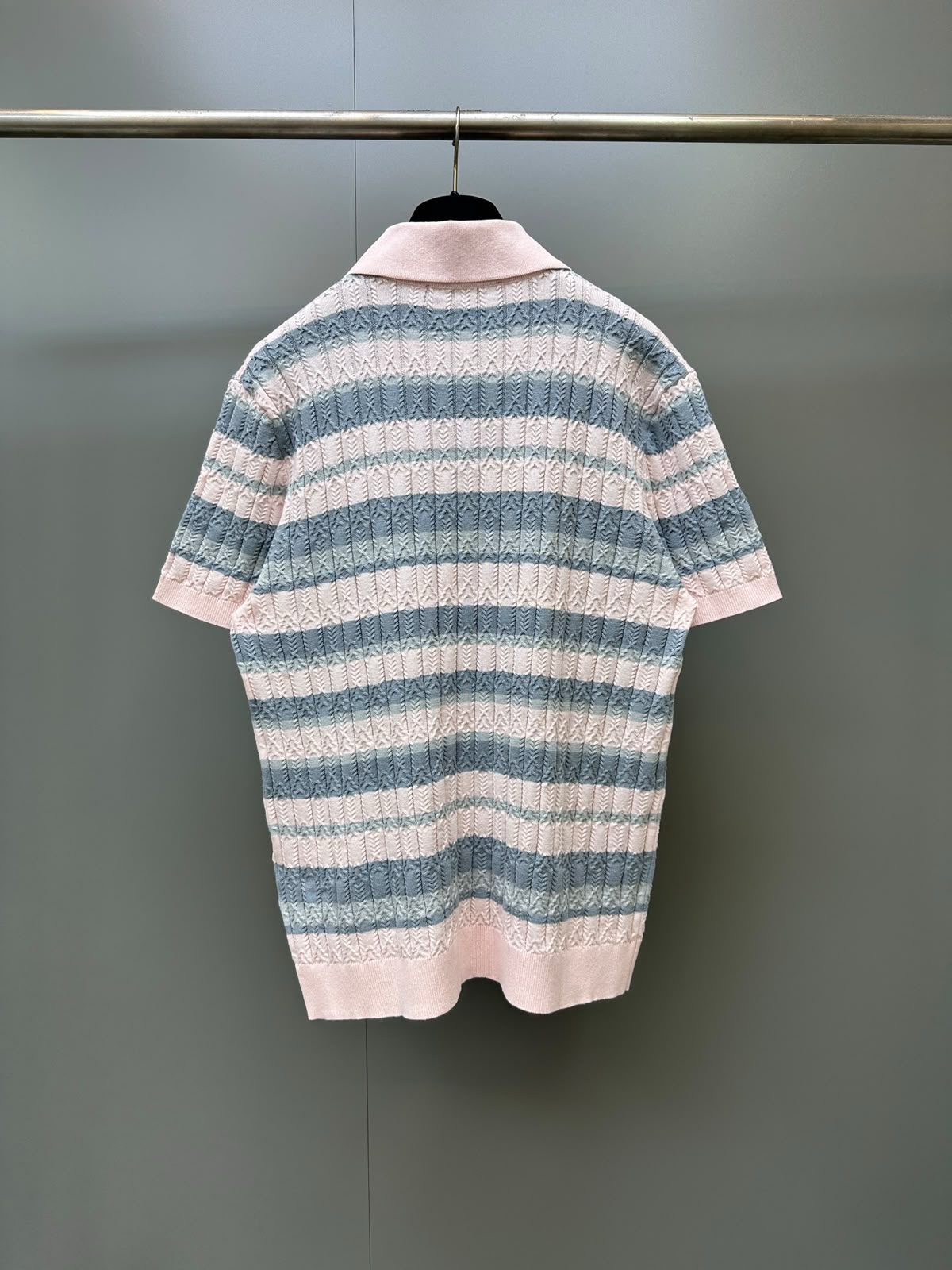 LV Striped Cable Knit Polo Shirt