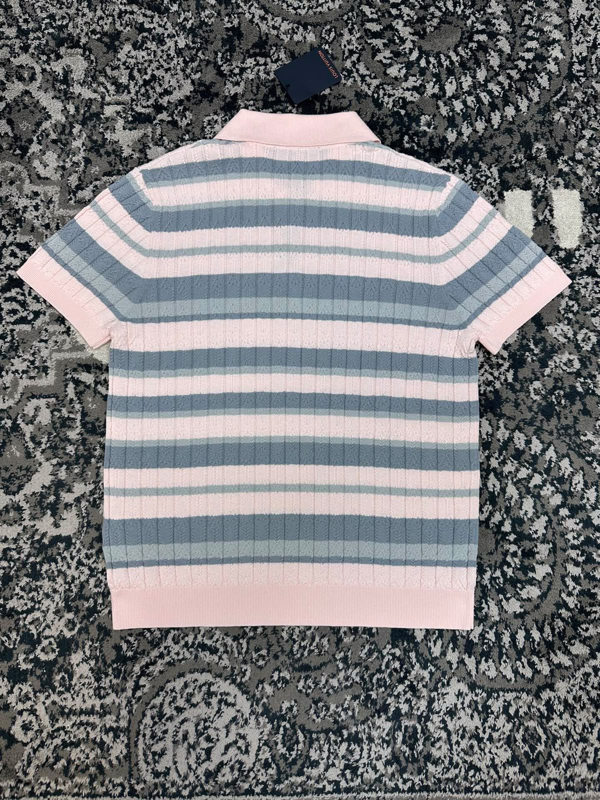 LV Striped Cable Knit Polo Shirt