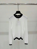 CHANEL Contrast-Trim Knit Sweater