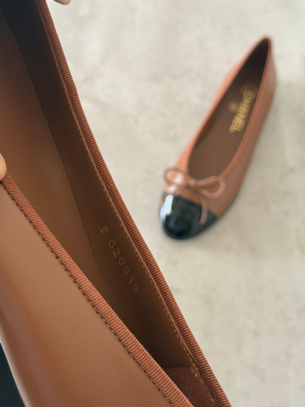 CHANEL Cap-Toe Bow Ballet Flats