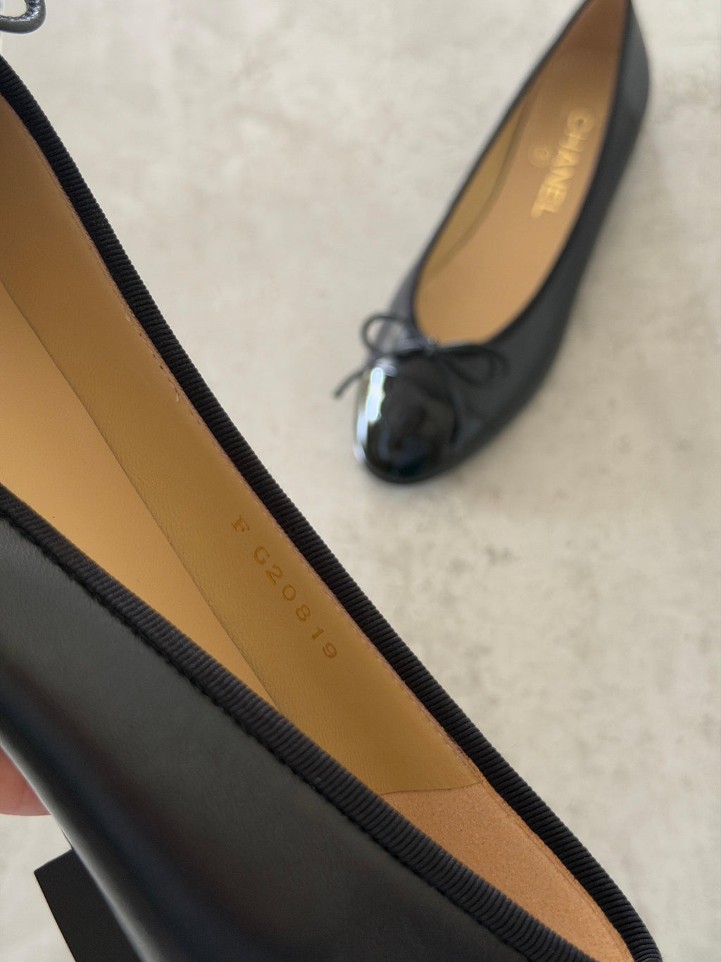 CHANEL Cap-Toe Bow Ballet Flats