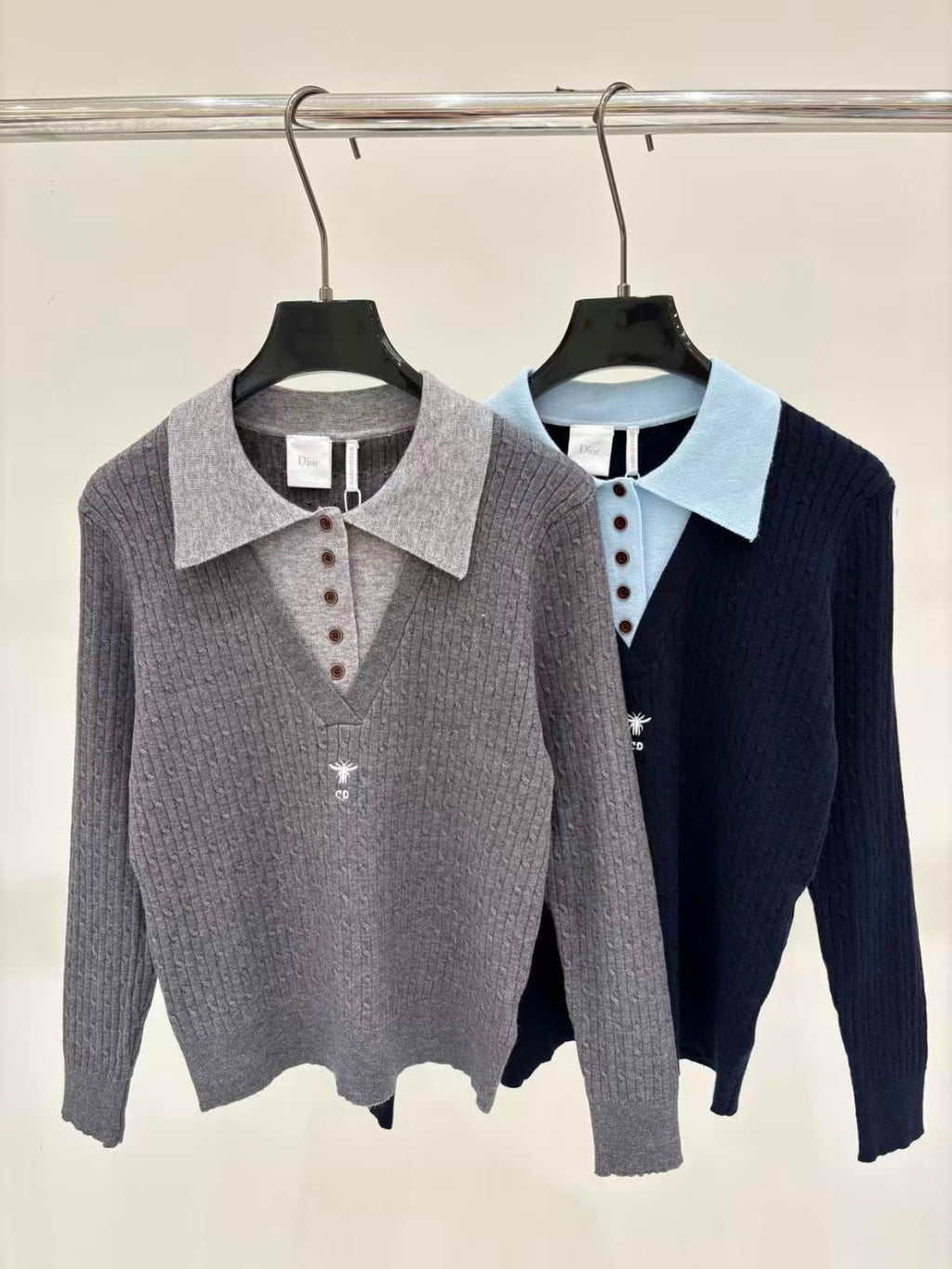 DIOR Layered-Collar Knit Sweater