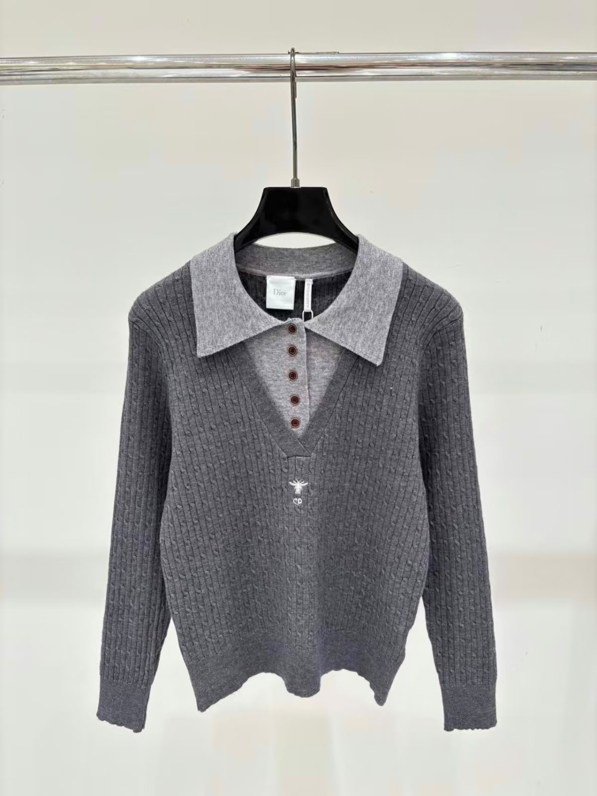 DIOR Layered-Collar Knit Sweater